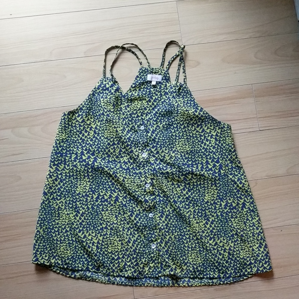 Pixley Stitchfix yellow blue hearts tank top